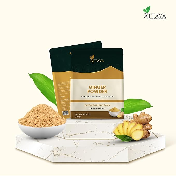 Attaya Ground Ginger powder, 14 OZ | Premium Source for Spice & Seasoning | Great for Baking, Cooking & Tea | Additive Free, Non-GMO, Bulk Supply