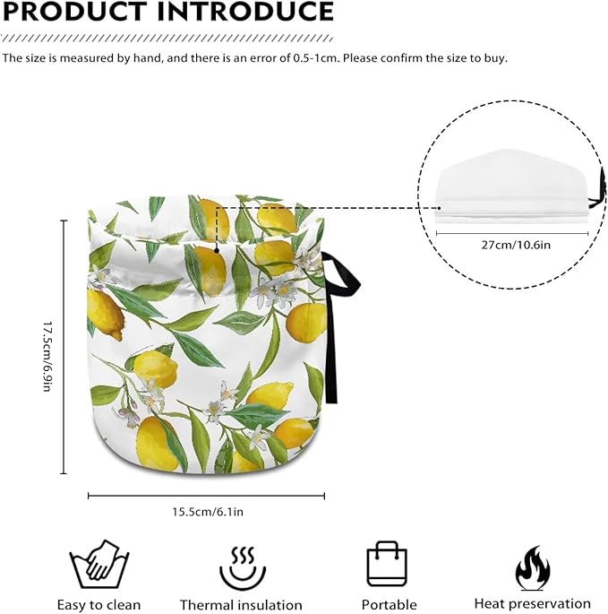 Lemon Tea Cozy for Teapot Insulated Dust Proof Tea Pot Cozy for Keeping Warm Washable Teapot Dust Protector with Drawstring,Extra Thick