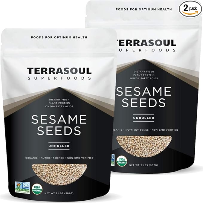 Terrasoul Superfoods Organic Unhulled Sesame Seeds, 4 Lbs (2 Pack) - Gluten Free, Raw, Keto Friendly