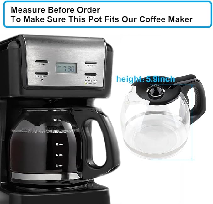 Replacement Parts Universal 12-Cup Glass Carafe, Compatible with Mr. Coffee竊똕umbeam竊똎ster Coffee Makers