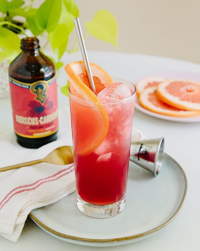 Portland Syrups Hibiscus Cardamom Syrup - Craft Exquisite Cocktails, Mocktails, Tea, Soda, Coffee Drinks, and More - 12 oz with 12 Servings (Pack of 2)