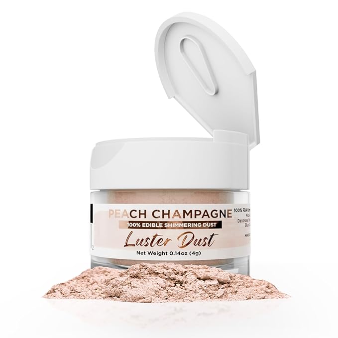 Luster Dust - Peach Champagne (4g 1x Jar) | Edible Vegan Dust & Paint for Cake Decorating, Ice Cream, Desserts, Cocktails and Beverages by Bakell