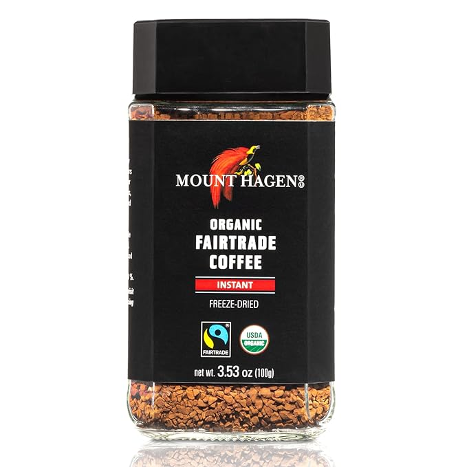 Mount Hagen 3.53oz Organic Freeze Dried Instant Coffee - 3 pack | Eco-friendly Coffee Made From Organic Medium Roast Arabica Beans | Fair-Trade Coffee Instant [3 x 3.53oz Jar]