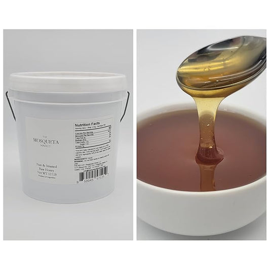 12lb Raw Honey - Pure and strained - 12 lb Honey Pail - 1 gallon bucket - Wholesale Bulk. Baker's. Industry. Light Amber 12 pound Multifloral