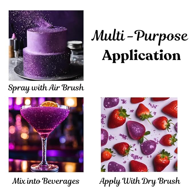 Dazzle Dust Edible Glitter Sprinkles for Cake Decorating, Drinks, Cookie, Icing, Dessert Decorations, Sparkly Luster, Food-Grade, Vegan, Gluten Free, Kosher, Bulk 10g, Purple