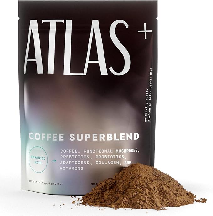 Atlas+ Coffee Superblend??Instant Mushroom Coffee with Lion?™s Mane, Reishi, Cordyceps, Ashwagandha, Probiotics, Vitamin D3 & B12??for Energy, Focus, Immunity & Gut Health??28 Servings (1 Bag)
