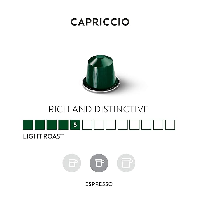 Nespresso Capsules Original Line, Capriccio, Medium Roast Espresso Coffee, 50 Count Coffee Pods