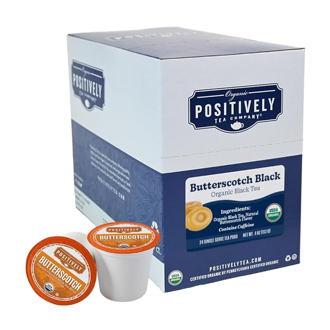 Organic Positively Tea Company, Butterscotch Black Tea, K-Cup Compatible, 24 Pods