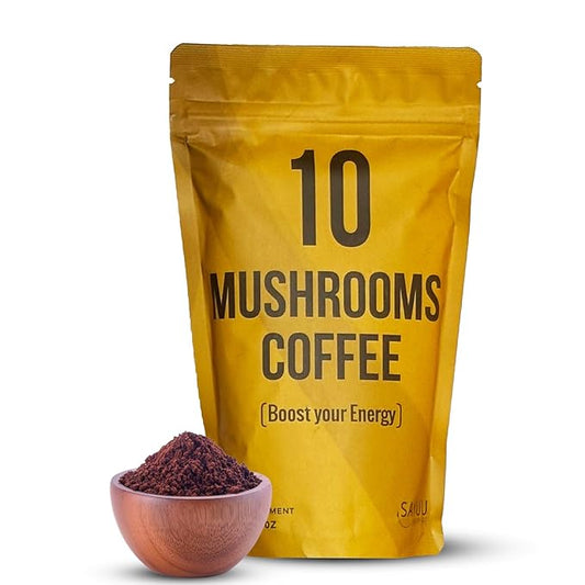 SAYUU 10 Mushroom Coffee Blend - Premium Colombian Coffee with Lion's Mane, Reishi, Cordyceps