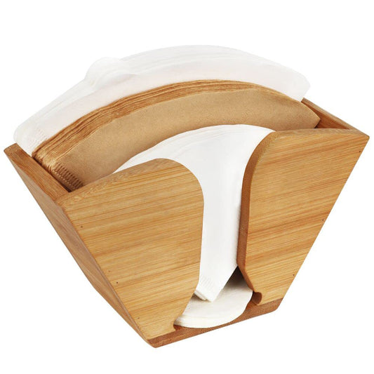 Unibene Bamboo Coffee Filter Holder, Coffee Paper Storage Container Dispenser Rack Shelf for