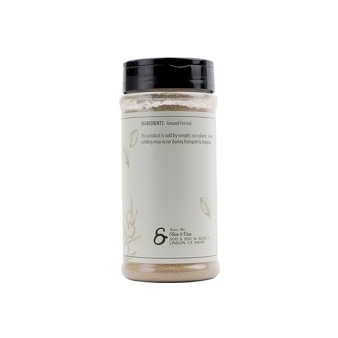 Olive & Vine Ground Fennel, Aromatic Spice, Seasoning for Sausages, Curries, and Baked Goods, with Rich Tradition, Authentic Taste, For Global Recipes (6 Ounce)