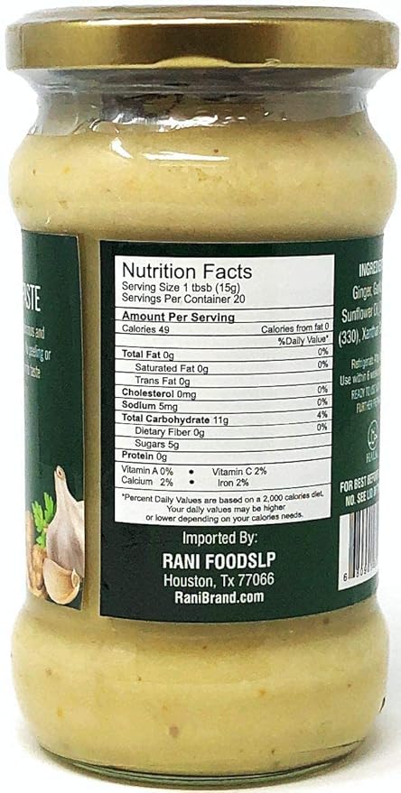 Asian Kitchen Ginger Garlic Cooking Paste 10.5oz (300g) Glass Jar ~ Vegan | Gluten Free | NON-GMO | No Colors | Indian Origin