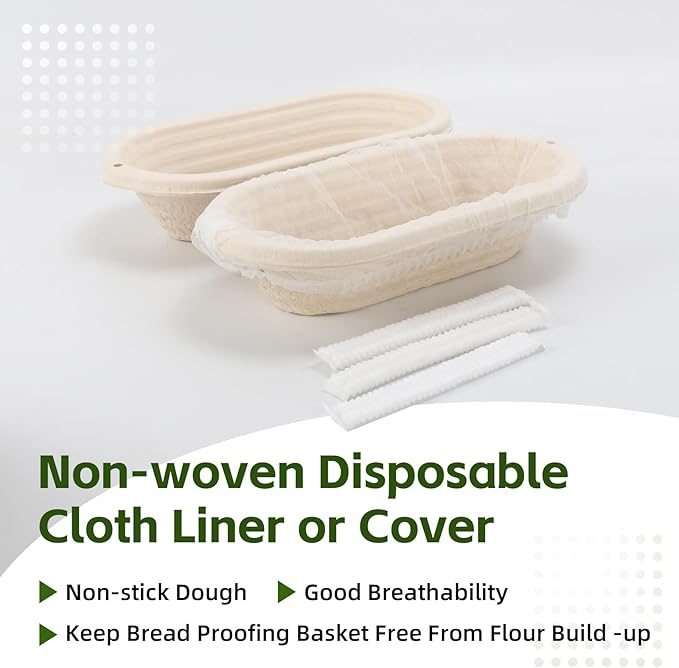 6x 12inch Oval Pulp Bread Proofing Basket Sourdough Banneton Bortform with 30pcs Liner Cover Bread Baking Supply For Professional and Homemade Artisan Bread