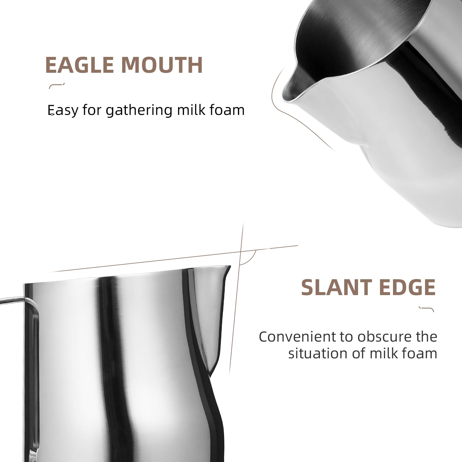 MHW-3BOMBER Milk Frothing Pitcher 12oz/350ml Milk Frother Cup Espresso Steaming Pitcher Stainless