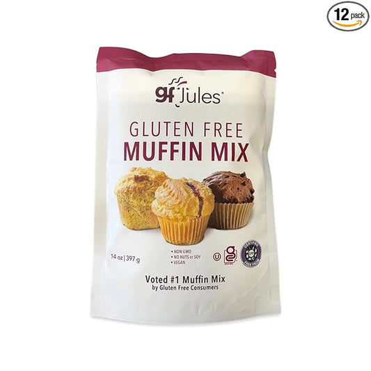 gfJules Certified Gluten Free Muffin Baking Mix | No Grit, Non-GMO, Vegan | Certified Top 9 Allergen-Free & Kosher | Makes 15 Muffins | 14 Ounces, Pack of 12