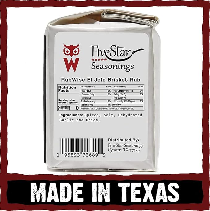 RubWise Texas Style BBQ Brisket Rub - El Jefe (1lb) | Barbecue Rubs & Spices for Smoking and Grilling | Premium Dry Seasonings with Authentic Texan Flavor | Great on Brisket, Steaks, Ribs & Burgers