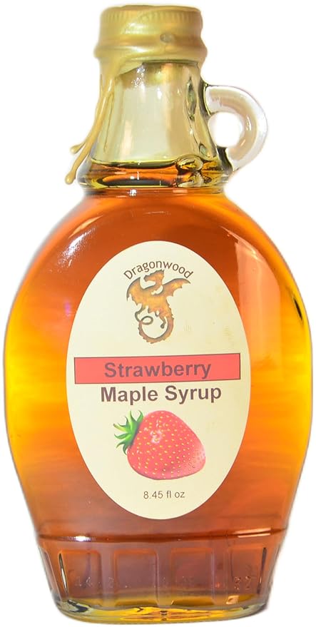 Strawberry Maple Syrup - For Pancakes and Waffles ??Made With Pure Maple Syrup And Natural Flavor - By Dragonwood (8 fl oz)