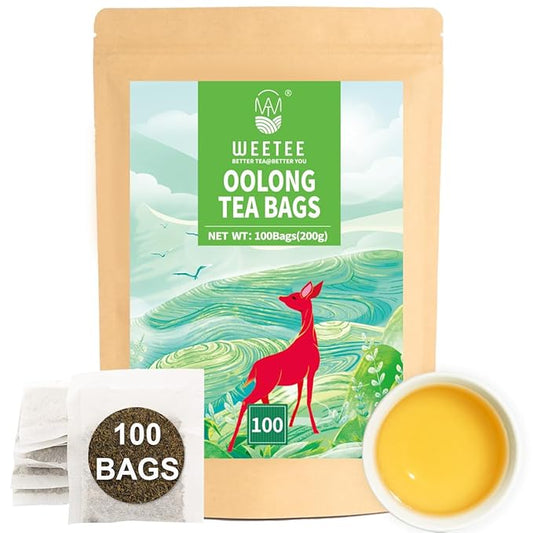 WT WEETEE Oolong Tea Bags 100 Count, Floral & Slightly Fruity Chinese Oolong Tea, Super Antioxidant | Resealable Kraft Bag | Brew Hot or Iced