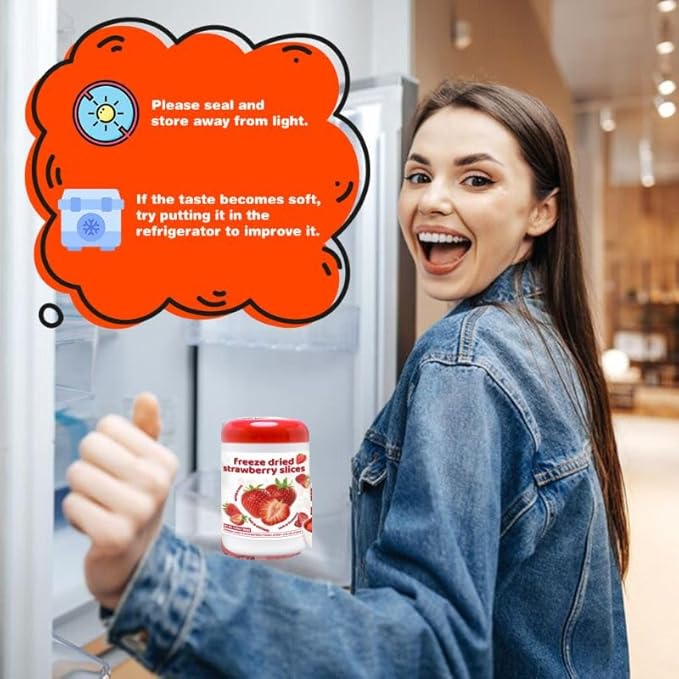 Freeze-Dried Strawberry Slices 5.6oz Jar - 100% Natural Crispy Strawberry Fruit Snack, Vegan, Non-GMO, Dried Berry for Baking, Smoothies, Yogurt & Oatmeal Topping (160g)