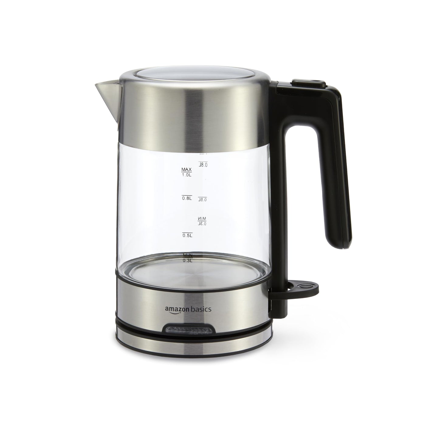 Amazon Basics Electric Kettle with Glass Carafe for Tea and Coffee, Fast Boiling, Auto Shut-Off