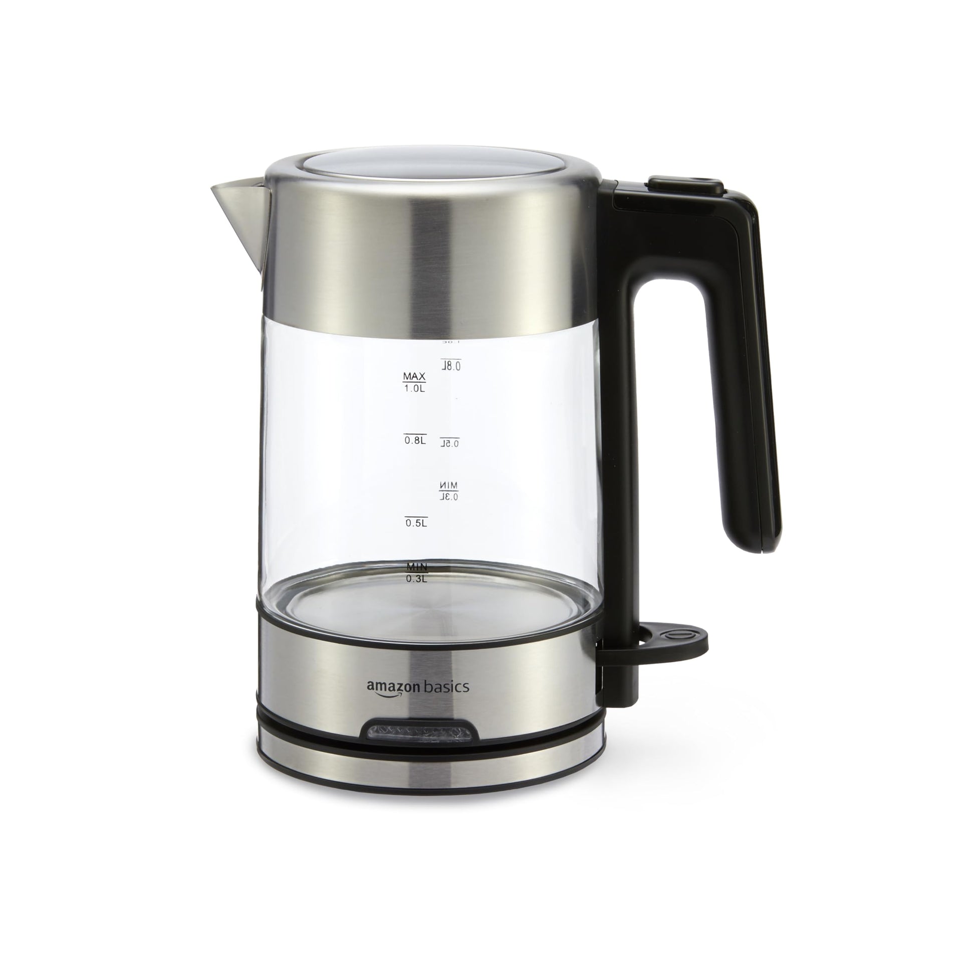 Amazon Basics Electric Kettle with Glass Carafe for Tea and Coffee, Fast Boiling, Auto Shut-Off