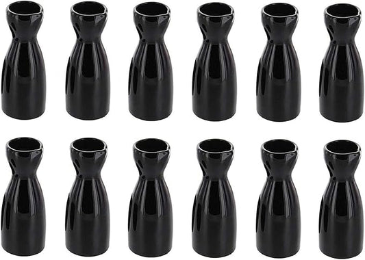 JapanBargain, Porcelain Sake Carafe Sake Bottle for Cold Sake and Hot Sake Microwave Safe (12, 4 oz - Black)