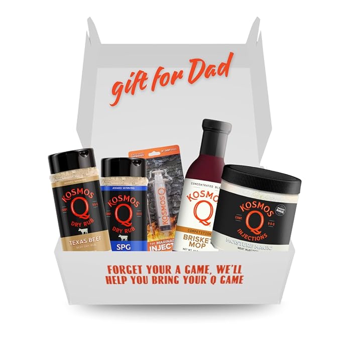 Kosmos Q Pitmaster BBQ Brisket- 5 pc Set - Texas Beef Rub, SPG Rub, Brisket Mop, Moisture Magic, 1oz Injector