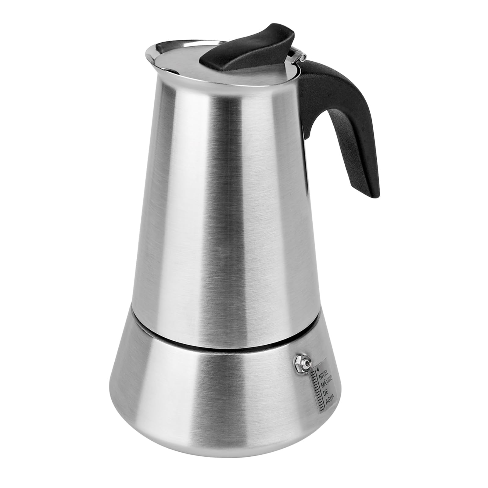 Solazzia 6 Cup Stovetop Espresso Maker Matte Stainless Steel Moka Pot Italian and Cuban Mocha