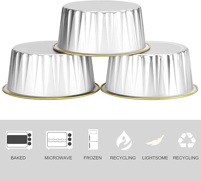 EUSOAR Cupcake Liners with Lids, 30pcs 5oz Disposable Aluminum Foil Ramekins cupcake Baking Cups Containers Wrappers Dessert Cups with Lids, Mini Aluminum Cheesecake Pan Creme Brulee Ramekins