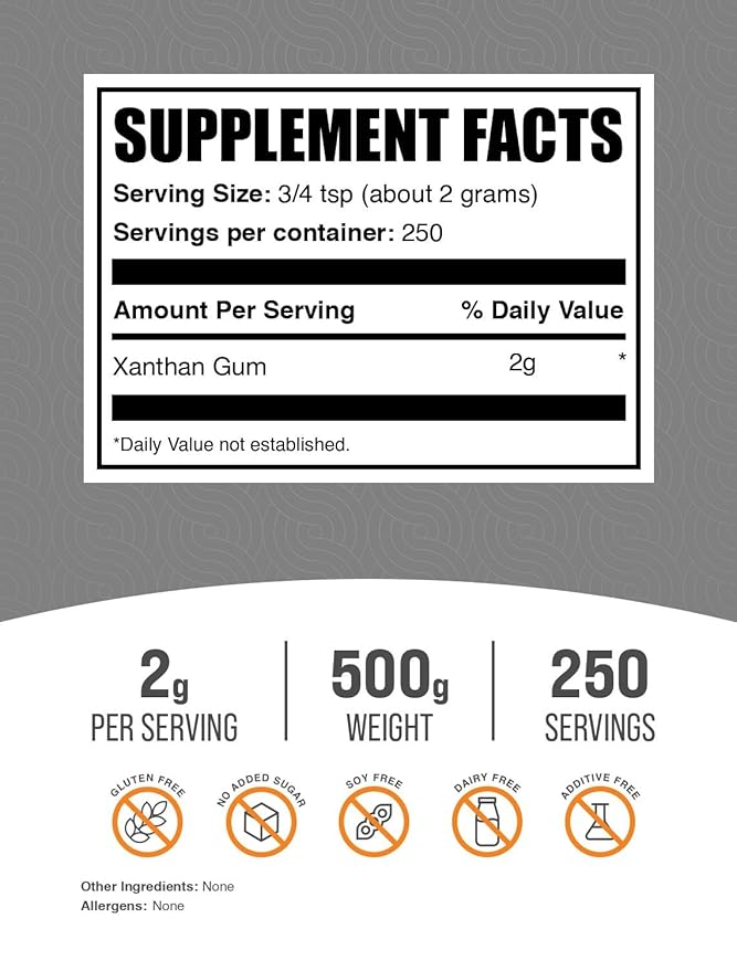 BulkSupplements.com Xanthan Gum Powder - Xanthan Gum Thickener, Xanthan Gum for Baking - Xanthan Gum Gluten Free, Food Grade, 2g per Serving, 500g (1.1 lbs) (Pack of 1)