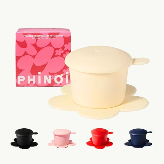 ??Vietnamese Coffee Dripper Phin Filter ??Pour Over Coffee Maker ??Single Cup Dripper with Flower Design ??Reusable Coffee Filter- Paperless Filter for Sustainable Brewing (Ivory)
