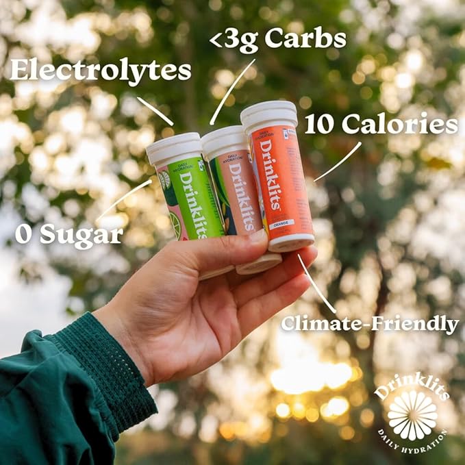 Drinklits Ginger Lime Electrolyte Tablets for Hydration | Great Taste - 0g Sugar - Essential Electrolytes - Daily Use | Single Tube (10 Tablets/Servings)