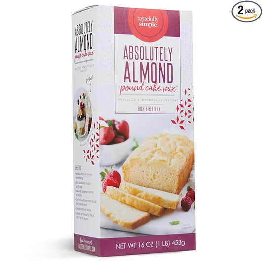 Tastefully Simple Absolutely Almond Pound Cake Mix, 16 Ounce (Pack of 2)