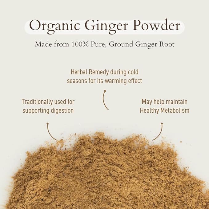 Geo-Fresh Organic Ginger Powder 1.4 oz - Ground Ginger Powder Organic Raw - USDA Certified, Non-GMO, Kosher, Gluten-Free - Premium Spice and Seasoning for Cooking & Baking