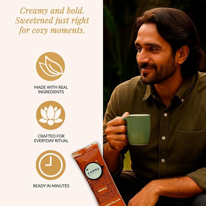 Bagan of Aarna Instant Masala Chai, Tea Powder Mix, Spiced Tea, All Natural Chai Tea, Authentic Chai Mix, Masala Spiced Chai Powder With Natural Flavour, Makes 10 Cups (Masala Sweetened)