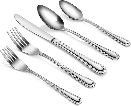 New Star Foodservice Bead Pattern, Stainless Steel, 60-Piece Flatware Set