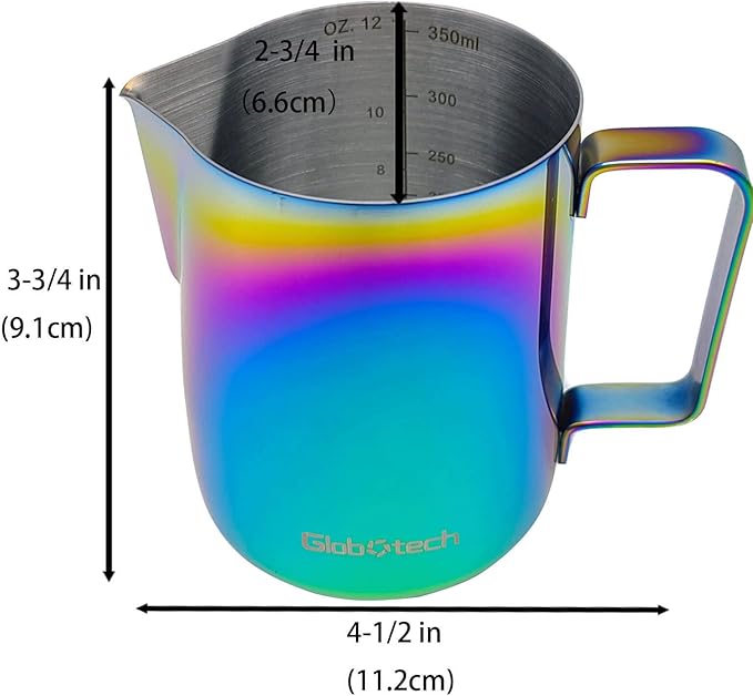 Espresso Accessories Milk Frother Cup - Stainless Steel Steaming Pitcher Coffee Foam Making Latte Art Froth Jug Small Creamer Pitcher Cappuccino 12 Oz Multicolor 350ml