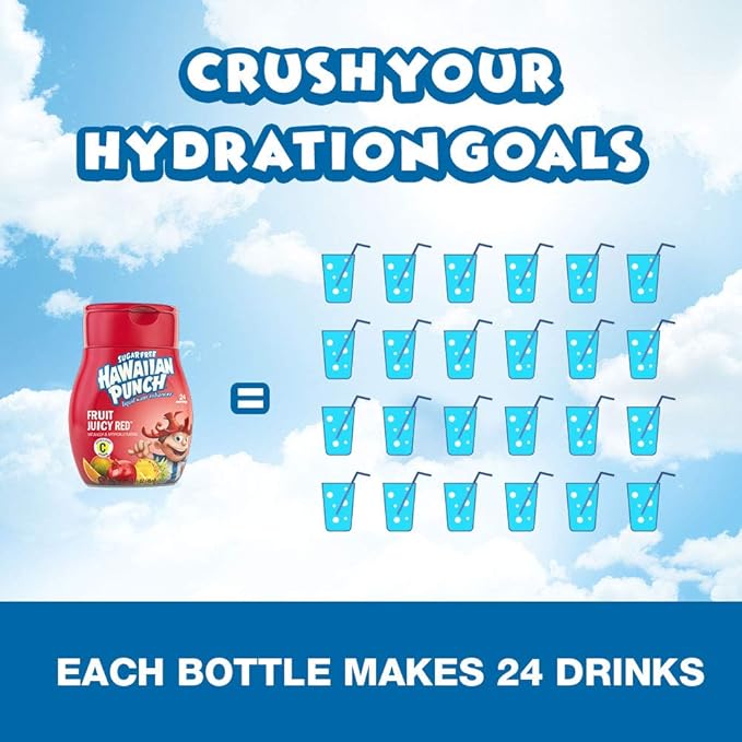 Hawaiian Punch, Fruit Juicy Red, Liquid Water Enhancer ??New, Better Taste! (4 Bottles, Makes 96 Flavored Water Drinks) ??Sugar Free, Zero Calorie