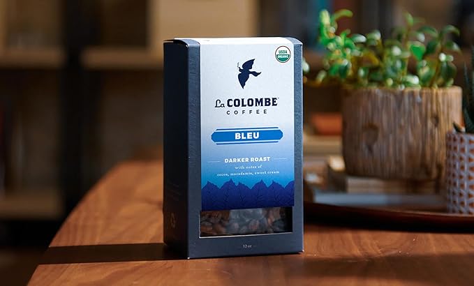 La Colombe Bleu Organic Dark Roast Drip Grind Ground Coffee - Notes of Cocoa, Macadamia & Sweet Cream, 12 Ounce (Pack of 4)