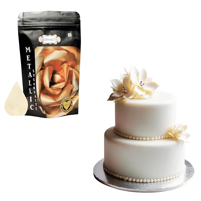 Confect Lumniscent Pearl Fondant | Chefs Choice Fondant for Christmas Cake Decorating | Edible Fondant For Cake | Lumniscent Pearl Metallic Fondant | Vegan, Gluten-Free, Nut-Free, Palm Oil-Free ??8.8 Oz