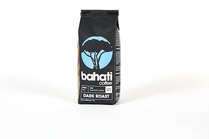 Kenya AA Grade Roasted Arabica Coffee Beans from Kenyan Highlands - 100% Pure Arabica Coffee Roasted Beans (Dark Roast Whole, 1 LB)