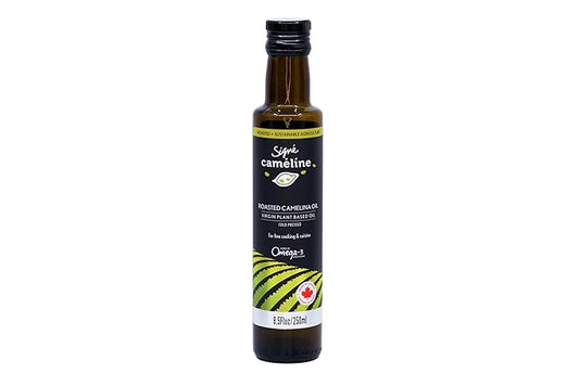 Cold-Pressed Roasted Camelina Oil, 250mL by Signé Caméline | High Smoke Point 475°F | Rich in