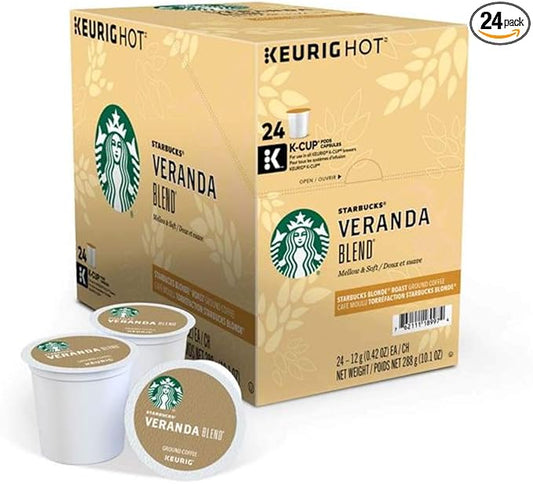 Keurig Coffee Pods K-Cups 16 / 18 / 22 / 24 Count Capsules ALL BRANDS / FLAVORS (24 Pods Starbucks - Veranda Blend)