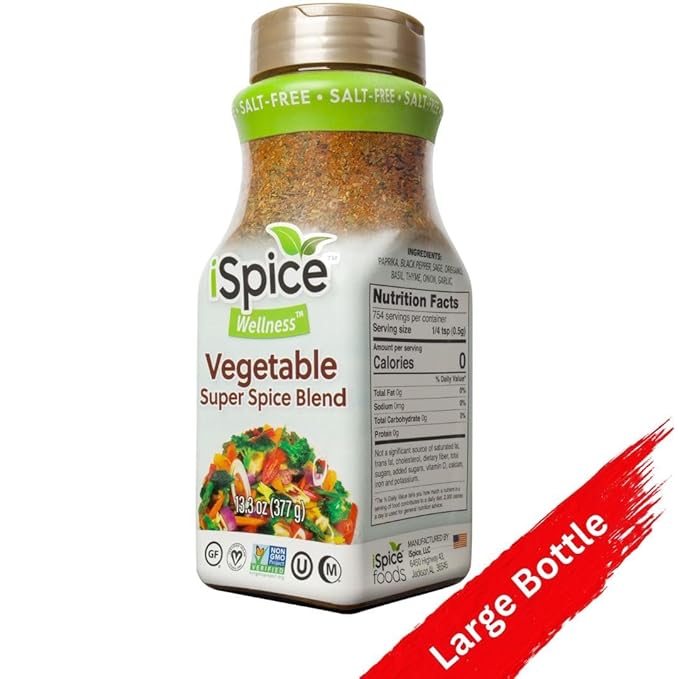 iSpice Blend| Vegetable Seasoning | 13.3 oz | Mixed Spice & Seasoning | Bulk Size | Halal | Kosher
