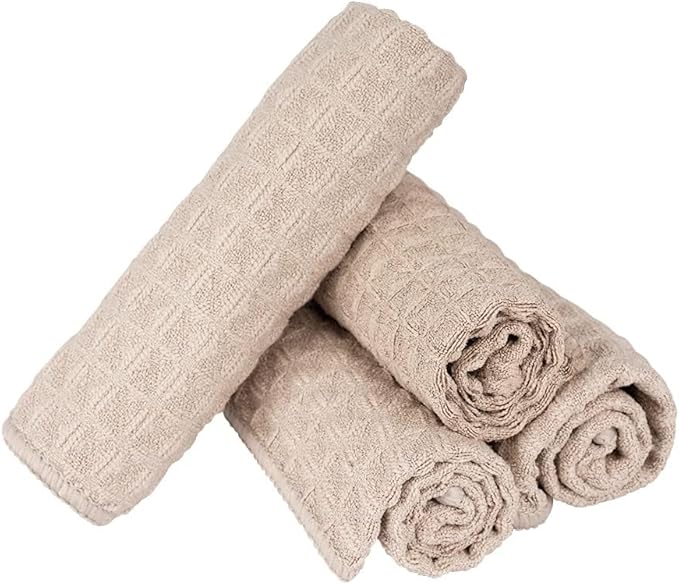 Barista Micro Cloth 4 Pack - watchget Microfiber Barista Cleaning Towels Coffee Cleaning Accessories for Espresso Machine, Steam Wand, Countertop, Khaki(12"x12")