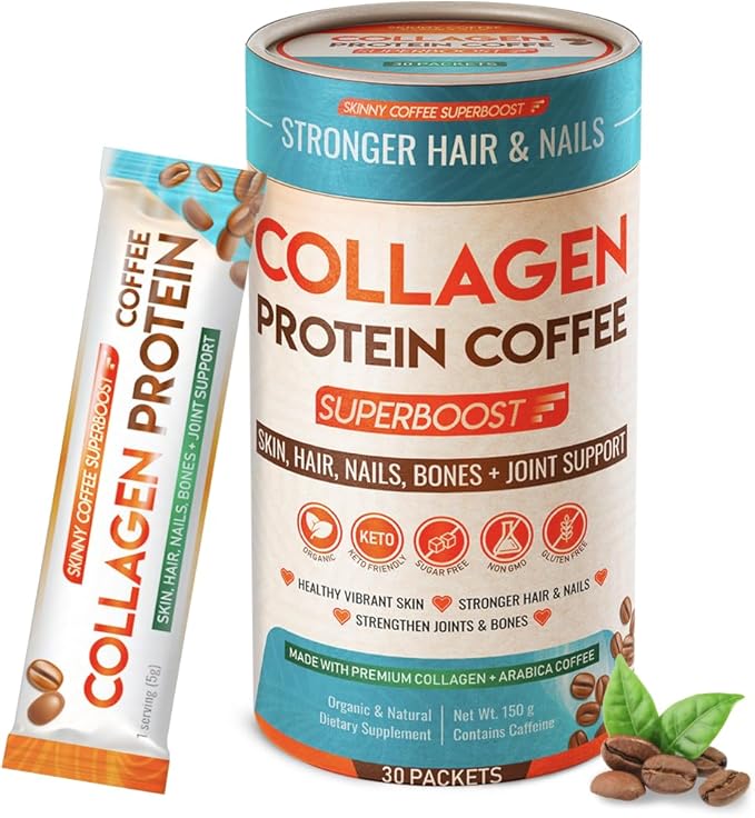Collagen Protein Coffee Peptides Powder ??for Better Focus, Energy, Digestion, Bloating & Immunity for Women & Men | Supports Glowing Skin, Hair, Nail, Skin, Bone & Joint Health | 30 Servings