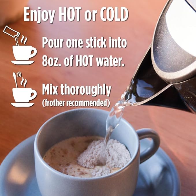 Maud's Half Caffeine Instant Coffee, 24 ct, 100% Arabica Coffee, Medium Roast, Instant Hot or Iced Coffee - Just add water