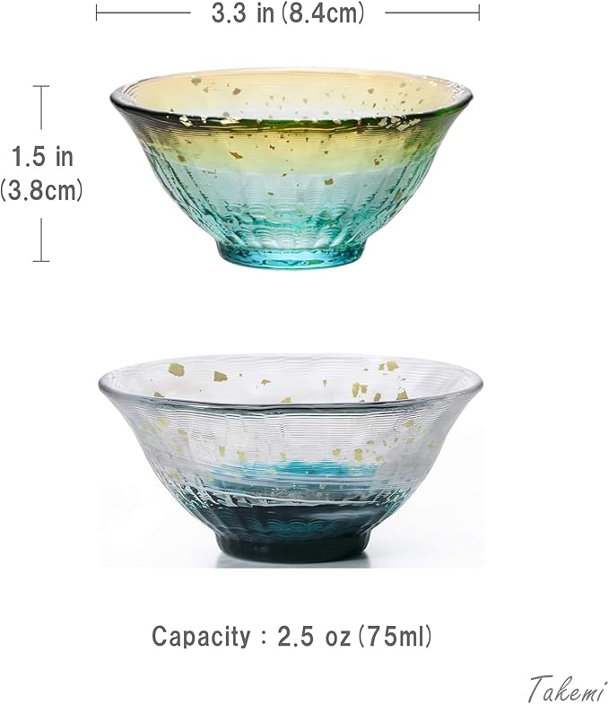 Japanese Handcrafted Sake Cups – Exquisite Artisan Glassware for Cold Sake & Shochu, Elegant Drinkware for Any Occasion, Made in Japan (Moonlight and Early summer, Sake Glass (2.5 fl oz))