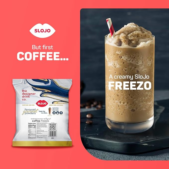 SloJo Iced Cappuccino Mix ??Instant Coffee Beverage Powder for Blended Frozen Drinks - Gourmet Creamy Frozen Cappuccino Mix & Barista-Style Frapp챕 Coffee Blend ??Smooth & Thick ??2.2 lb Bag, Coffee Freezo Flavor, Made in the USA