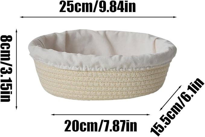 Bread Basket - Oval Bread Proofing Baskets Cotton Rope - Kitchen Gadget, Baking Supplies for Artisan Breads Pastry Making use